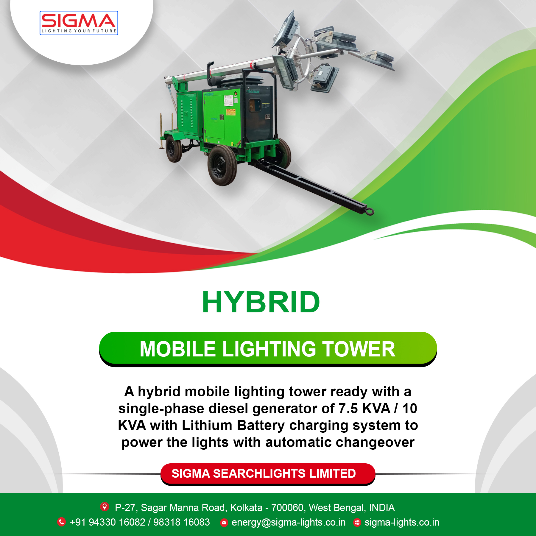 Hybrid Mobile Lighting Tower